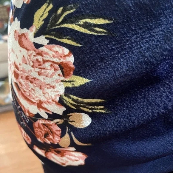 Ruched Drawstring Knot Ruffle Hem Floral Skirt - Picture 6 of 7